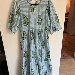 SZ Blockprints Striped Floral Dress